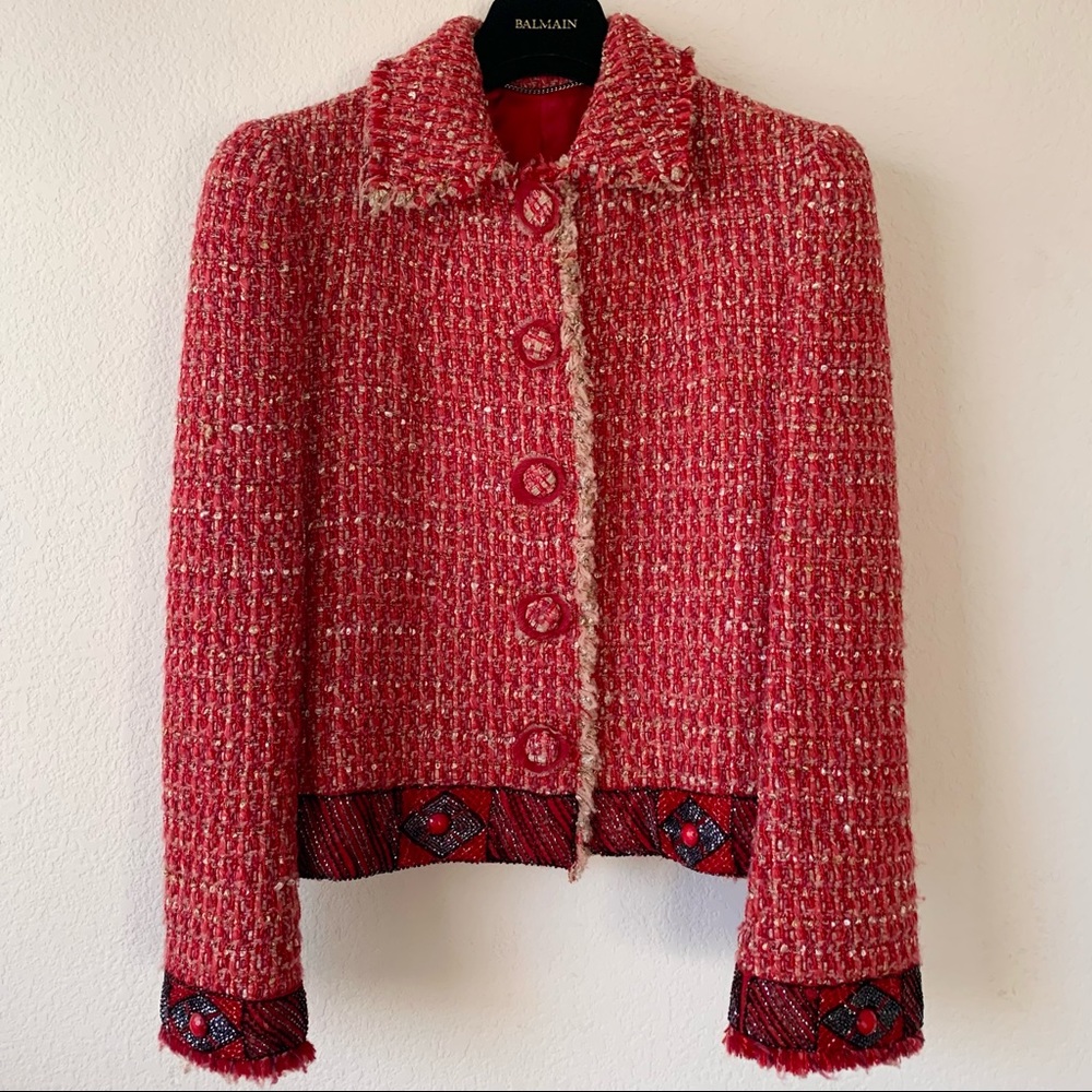 NWOT Blumarine beaded tweed jacket